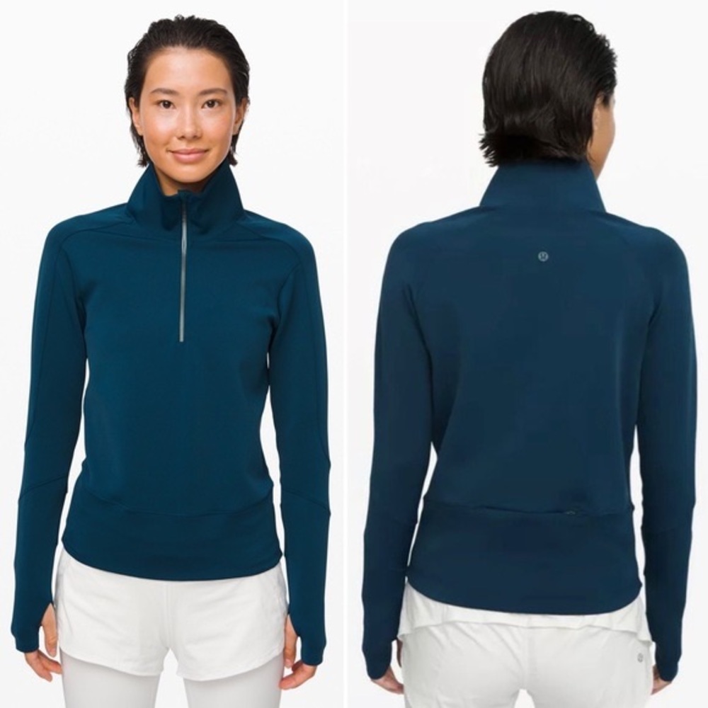 Lululemon Run To Reset 1/2 Zip Color Night Diver Size Xs